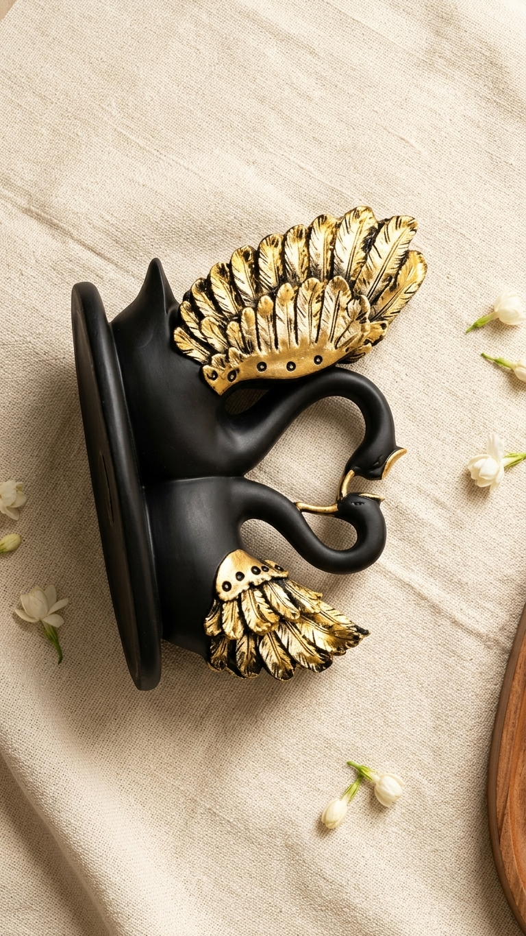 Black swan couple statue for home decor India – Living Room Decor