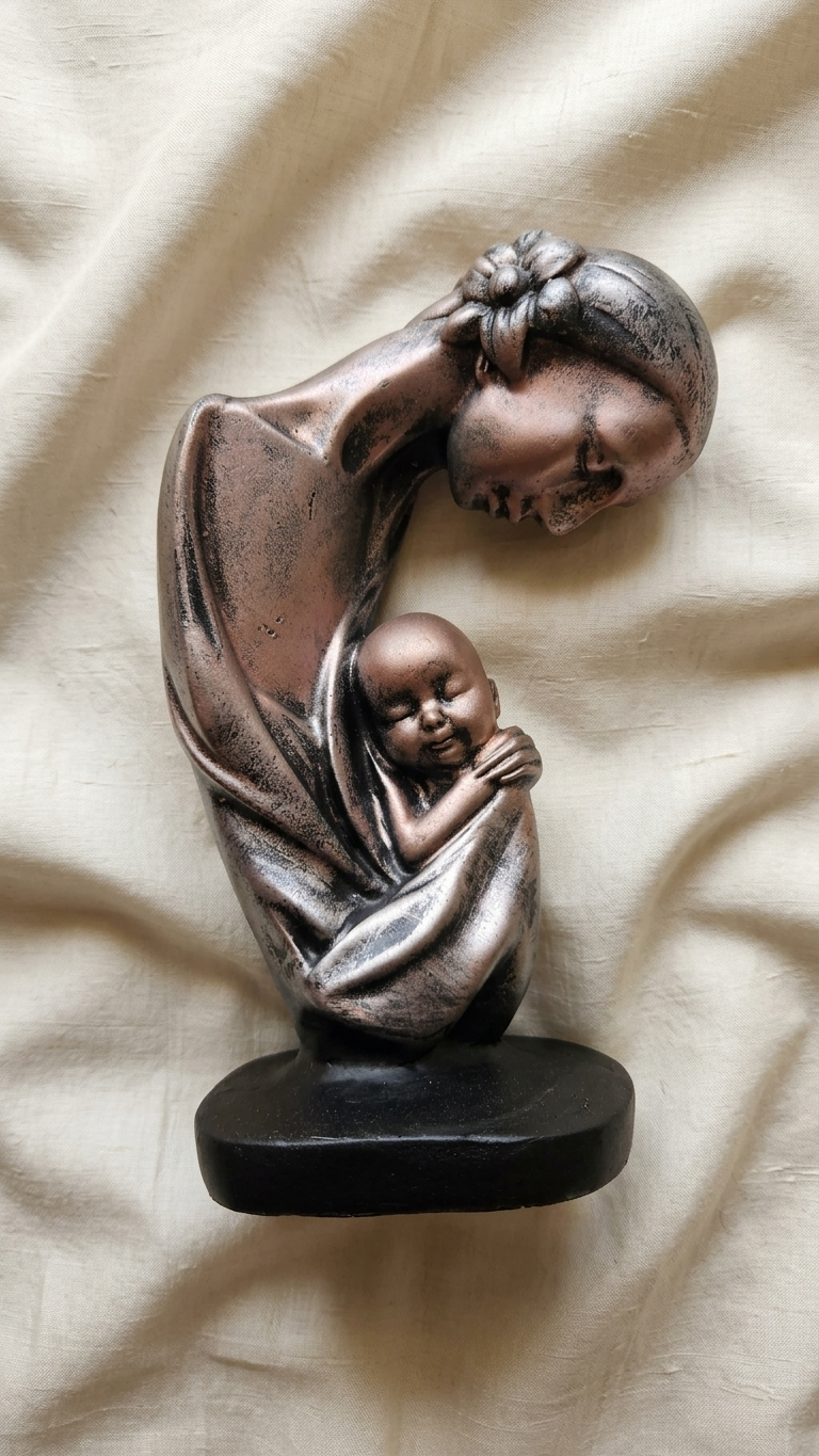 Handcrafted Mother and Baby Sculpture – Premium Made in India Resin Showpiece for Home Decor & Gifting