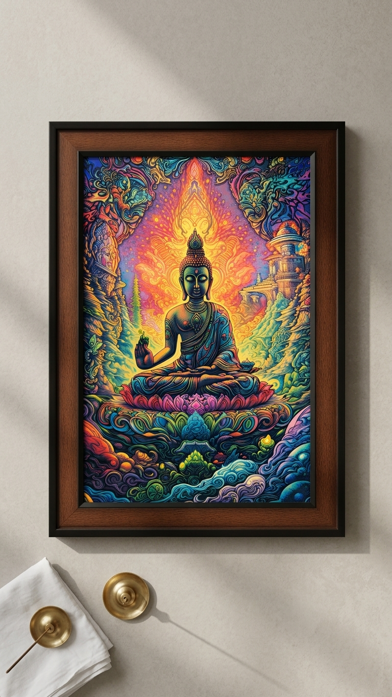 Handcrafted Meditating Buddha Wall Frame 