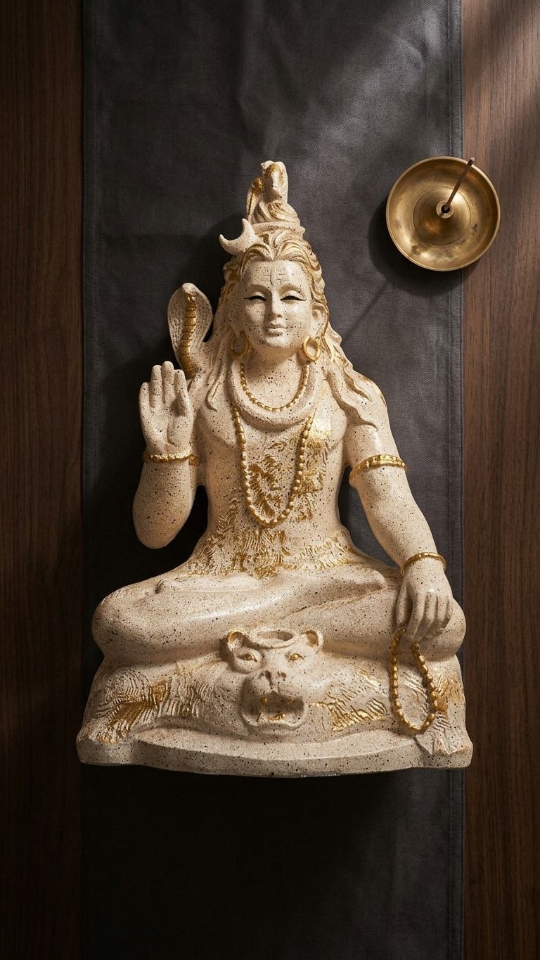 Handcrafted White Shiva Idol for Home Temple & Spiritual Decor – Made in India