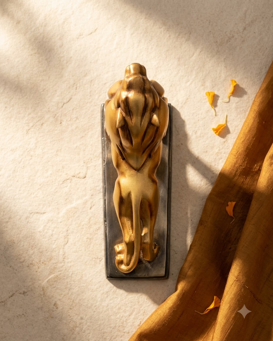 Golden Lion Sculpture for Home Decor