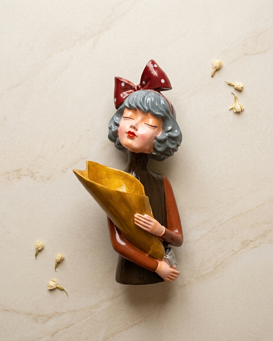 Handcrafted Floral Bliss Girl Showpiece – Modern Artistic Home Decor Sculpture