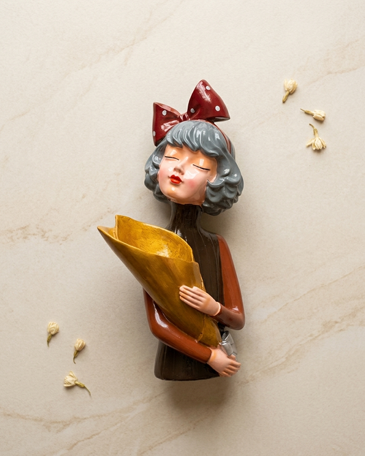 Handcrafted Floral Bliss Girl Showpiece – Modern Artistic Home Decor Sculpture