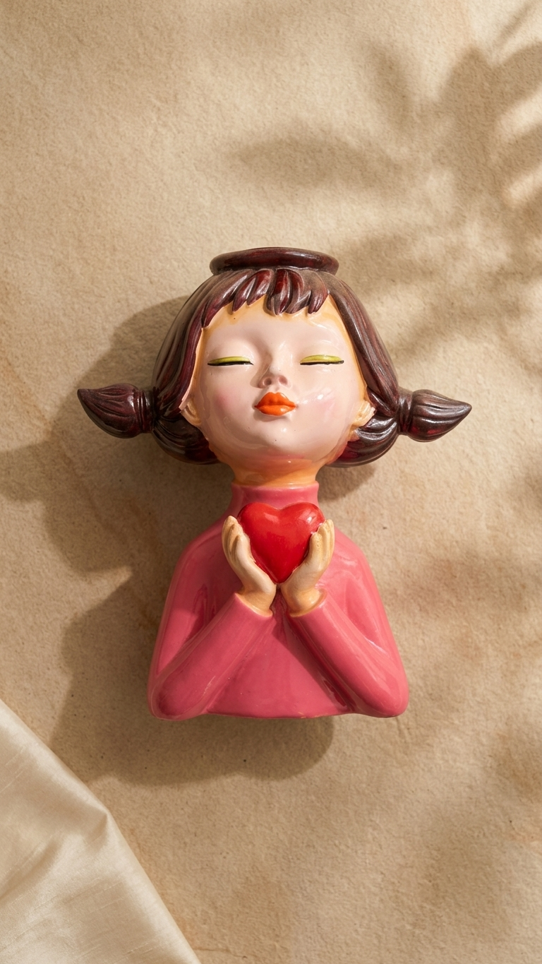 Handcrafted girl face planter