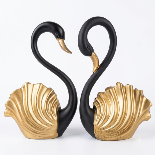 Black & Gold Swan Set of 2