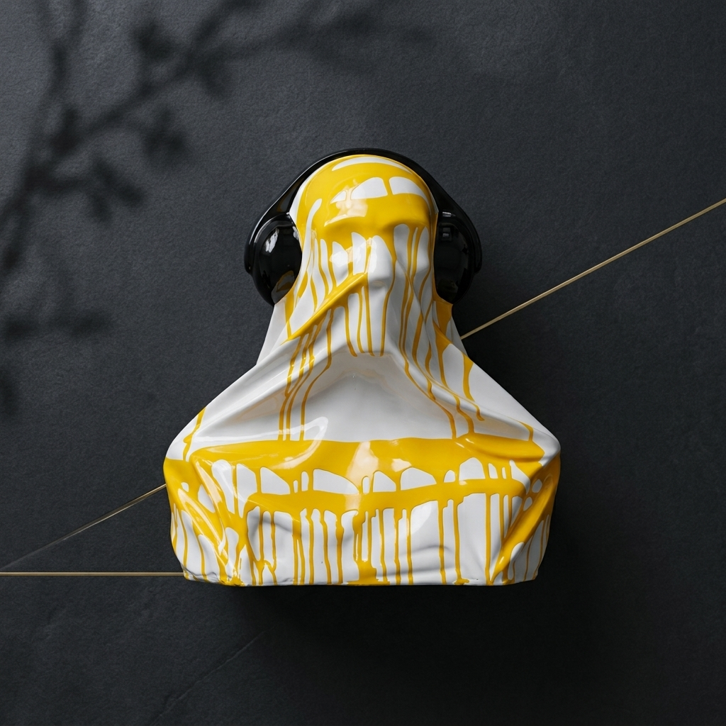 Yellow White Drip Dog Sculpture