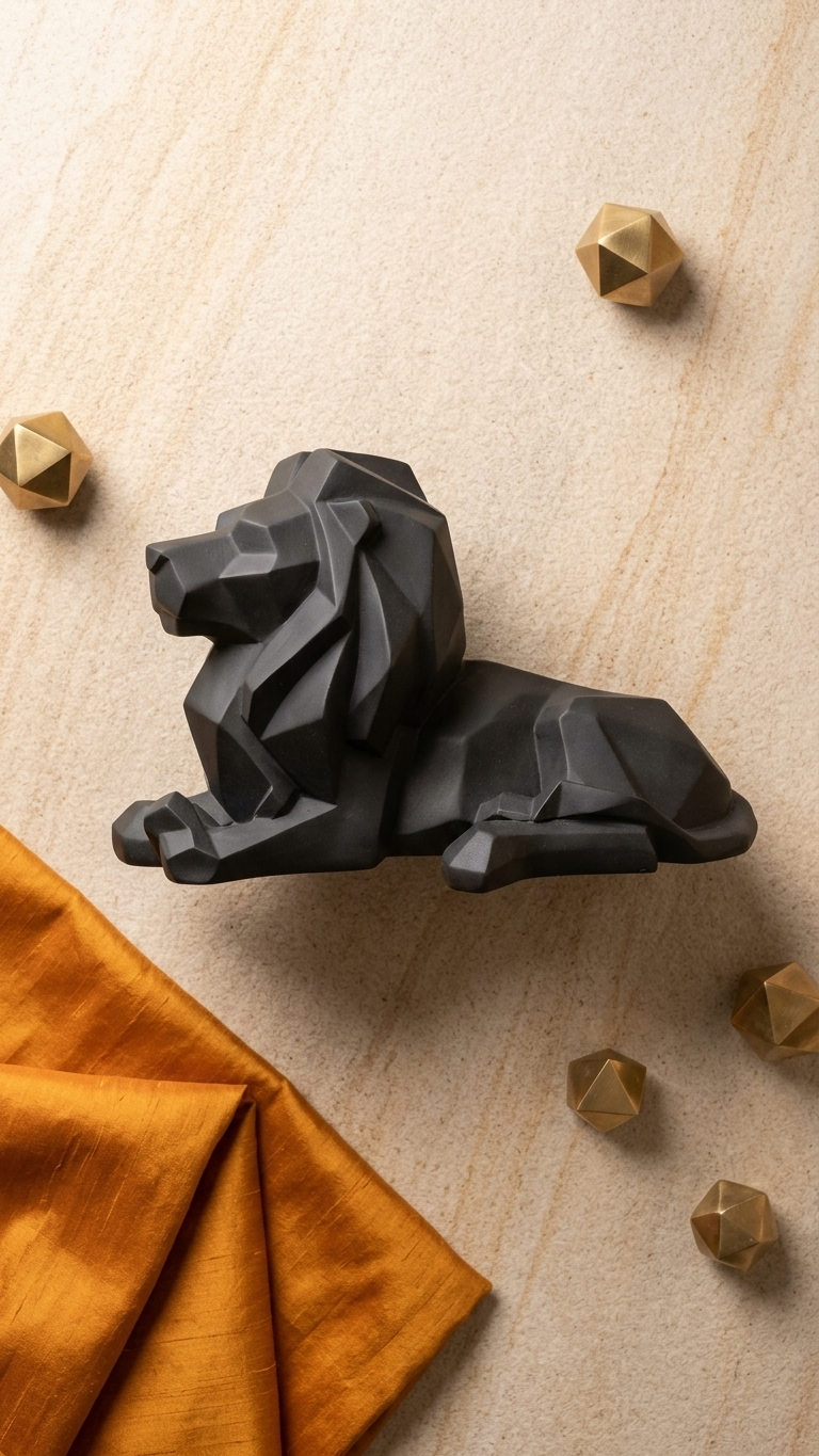 Modern Geometric Lion Decor