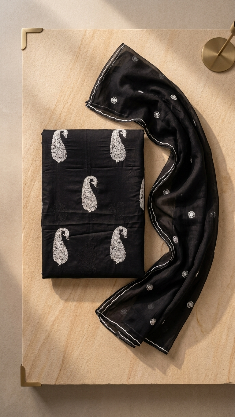 Midnight Black Embroidered Suit