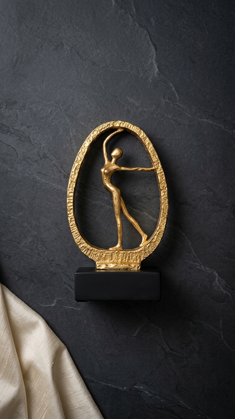 Gold abstract dancer statues for home decor India – Modern Art Showpieces for Living Room & Office Decor India