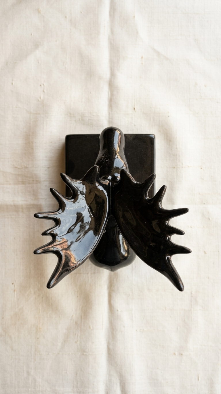 handcrafted black deer head sculpture
