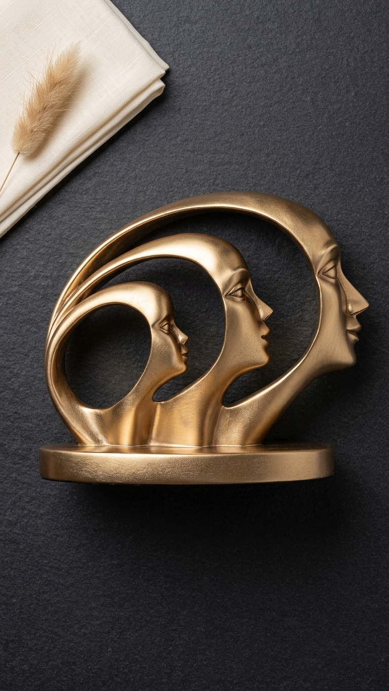 Abstract human face statue home decor India – Gold Finish Contemporary Home Decor Showpiece India