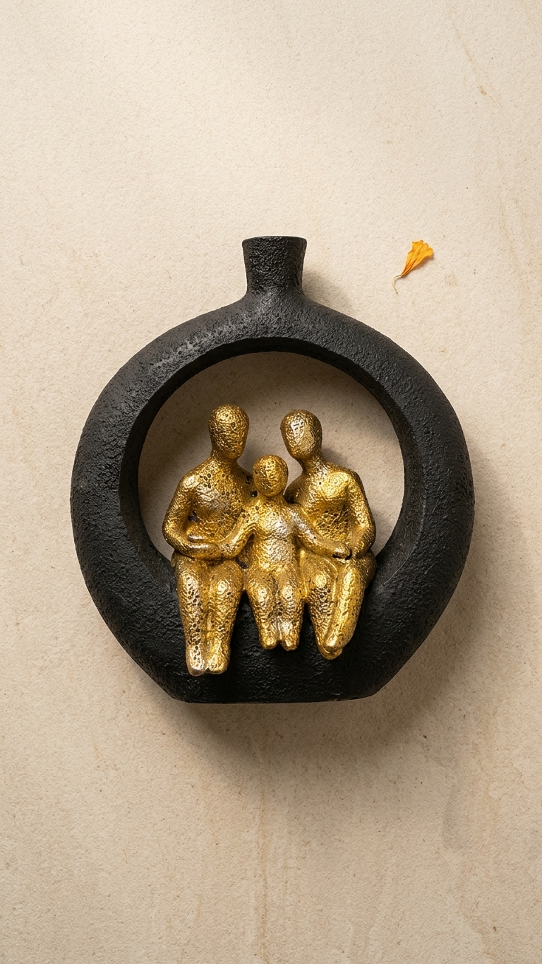Handcrafted Family Sculpture Showpiece in Decorative Vase Frame – Premium Modern Home Decor