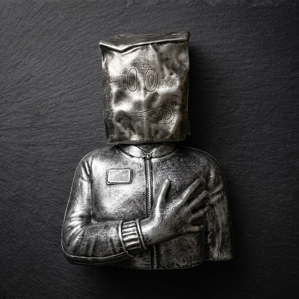 Metallic Bag Head Sculpture