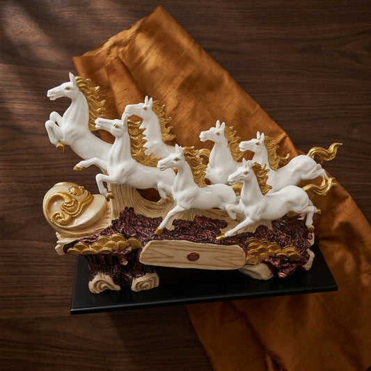 Handcrafted Seven Running Horses Showpiece –Luxury Feng Shui Sculpture