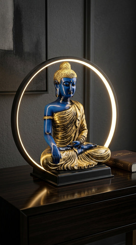 Handcrafted LED Blue Buddha Statue 