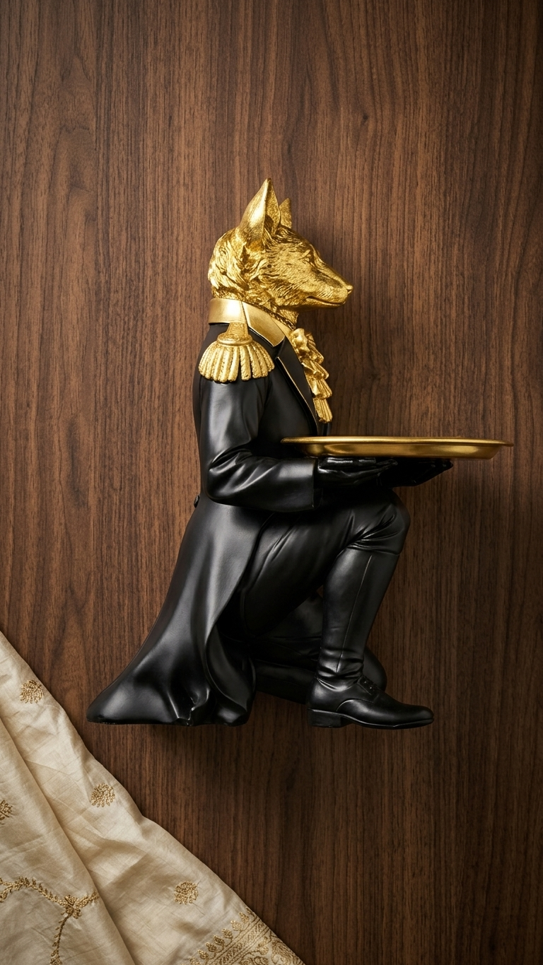 Fox butler tray holder showpiece for home decor India – Luxury Resin Showpiece for Living Room & Console Table