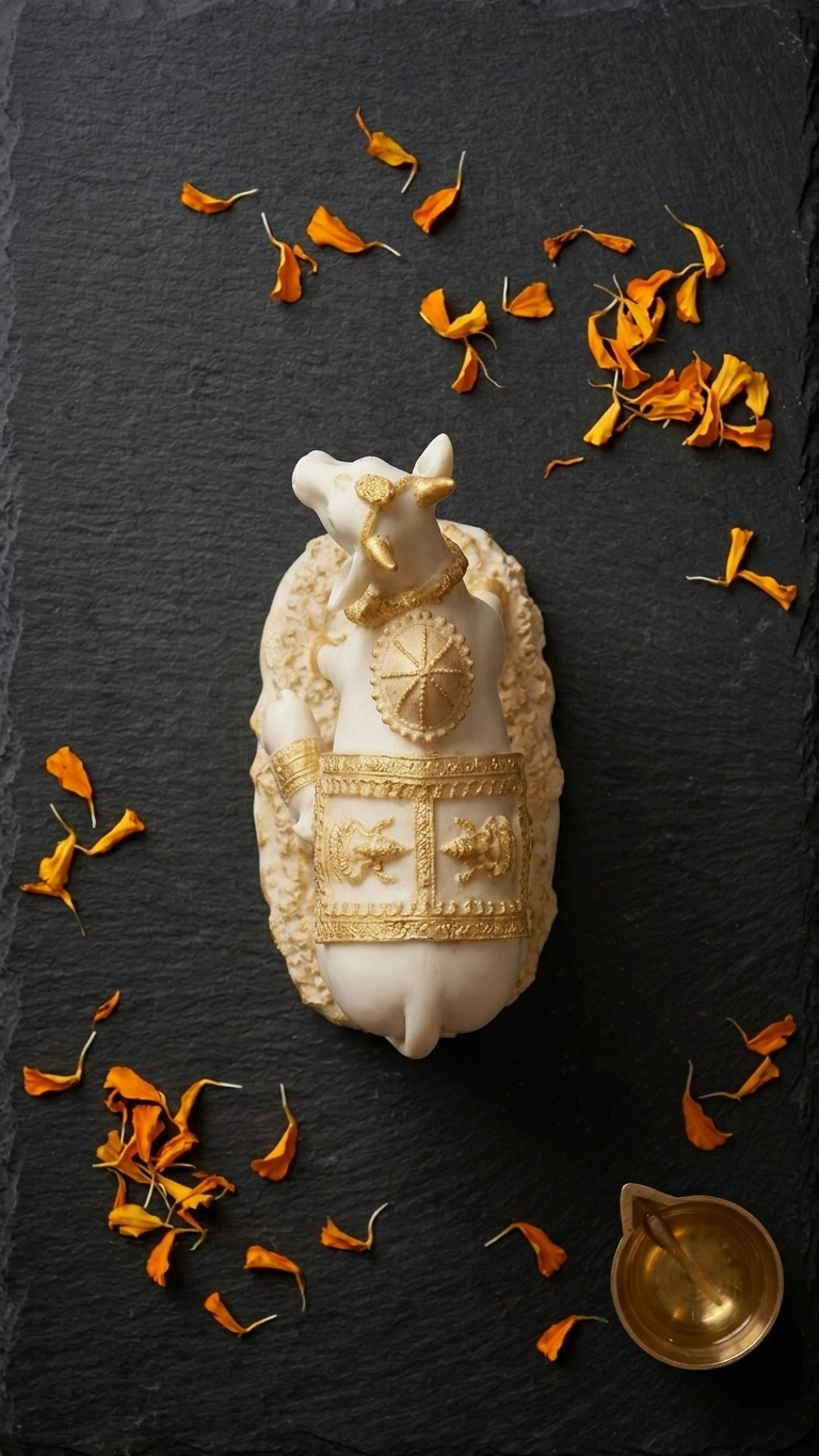 Cow and Calf Statue Idol for Home Decor and Pooja