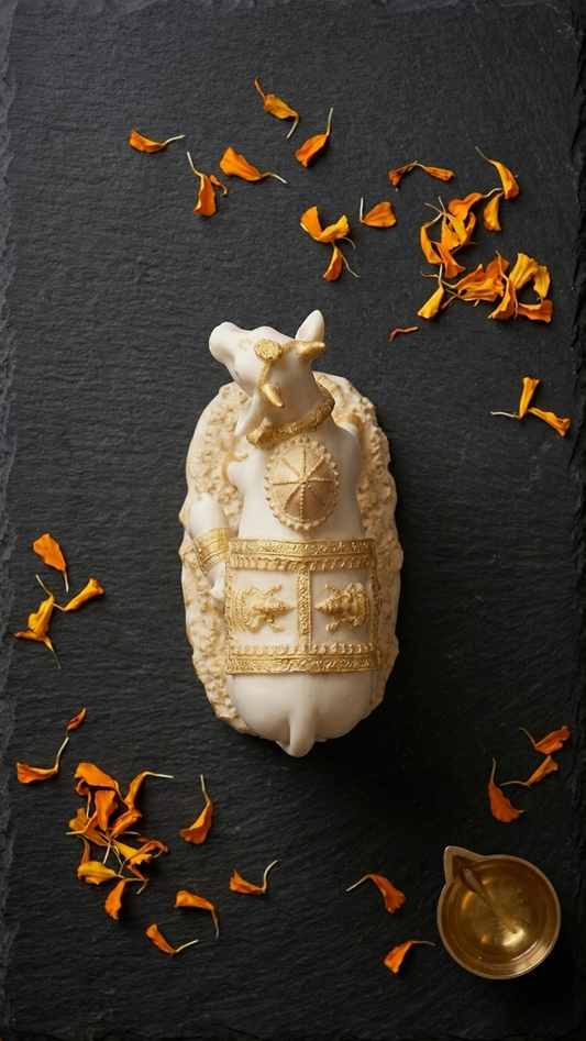 Cow and Calf Statue Idol for Home Decor and Pooja