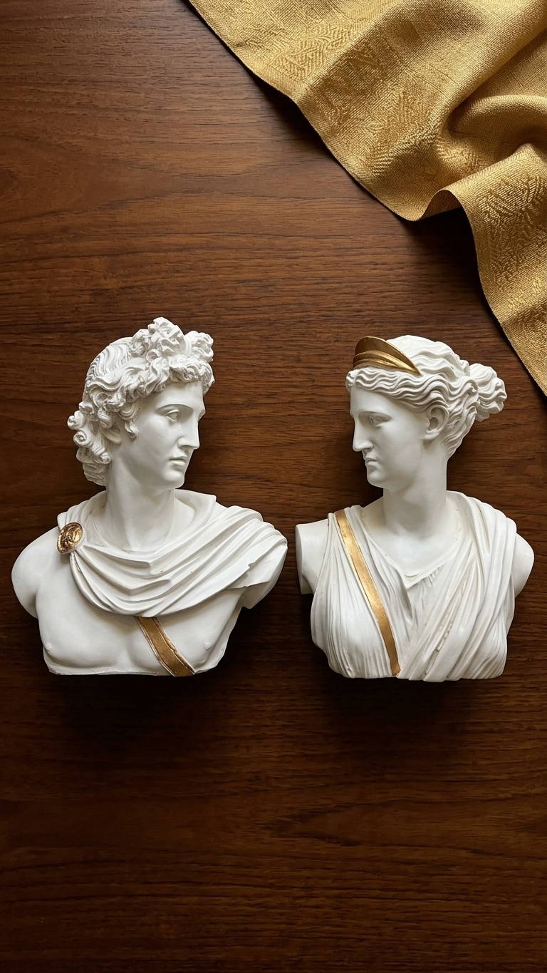 Handcrafted Greek Bust Sculpture Set – Premium Classical Resin Showpieces for Luxury Home Decor