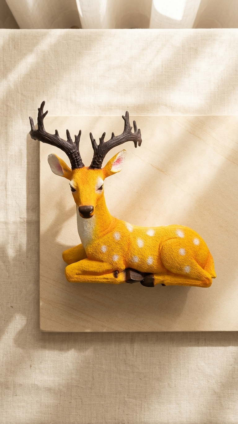 Handcrafted Resin Lying Deer Showpiece with Majestic Antlers