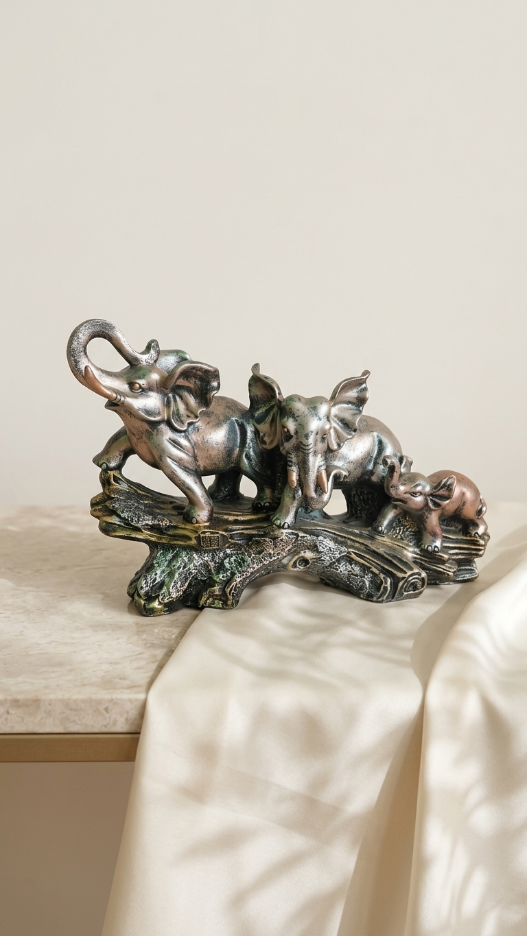Handcrafted Elephant Family Showpiece for Home Decor – Premium Made in India Sculpture