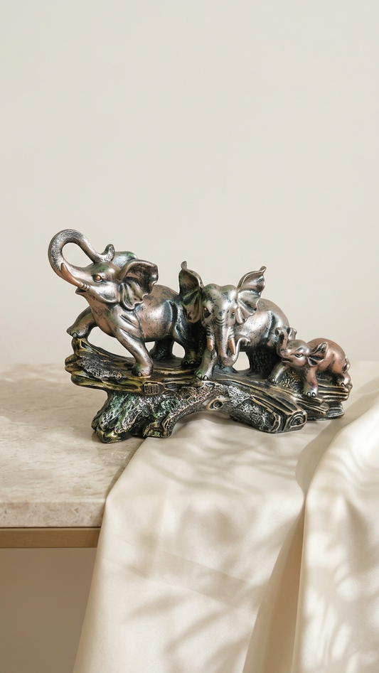 Handcrafted Elephant Family Showpiece for Home Decor – Premium Made in India Sculpture