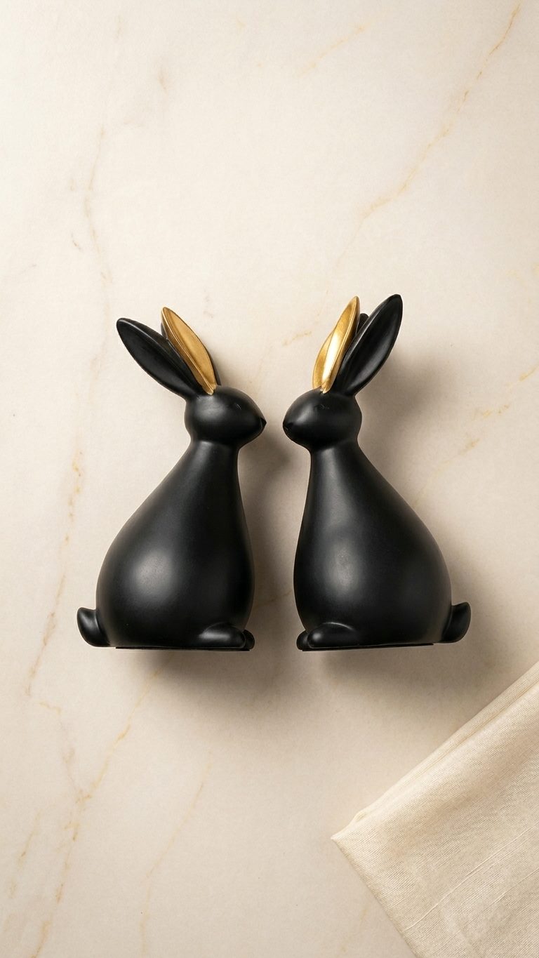 Black gold rabbit figurines home decor India – Luxury Bunny Sculpture for Home & Office Decor India