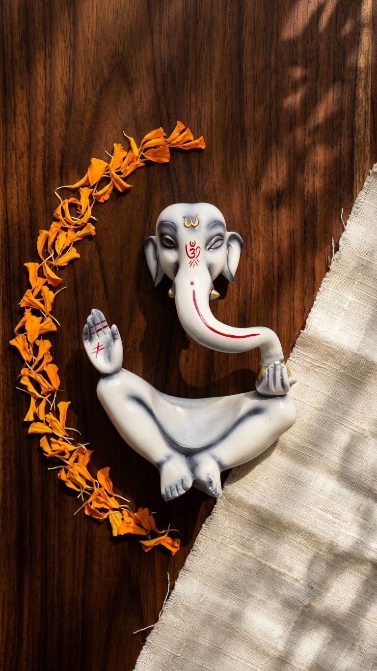 Handcrafted Modern White Ganesha