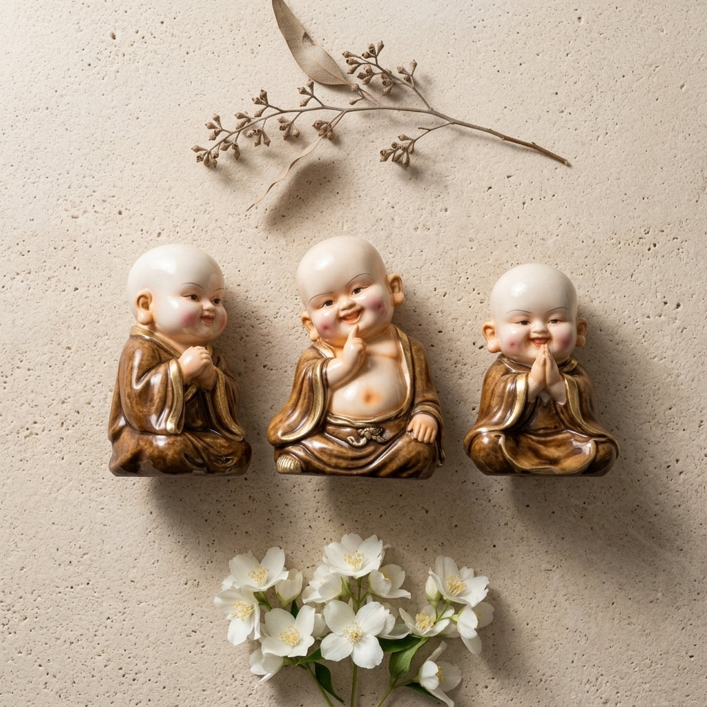 Smiling monk figurines for home decor India – Handcrafted Buddha Statues