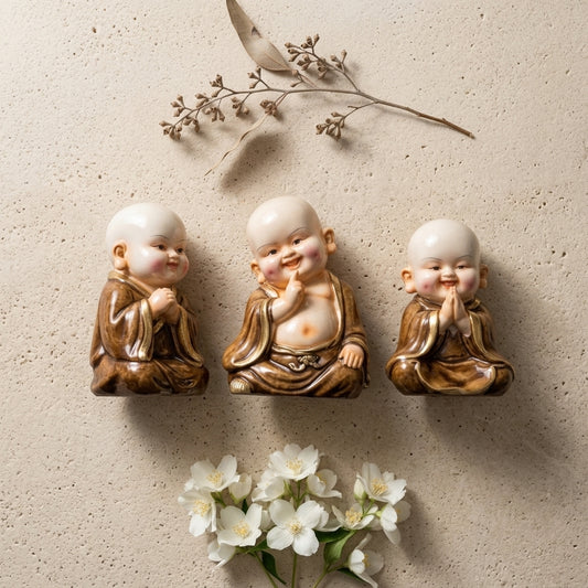 Smiling monk figurines for home decor India – Handcrafted Buddha Statues