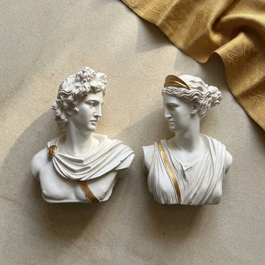 Handcrafted Greek Bust Sculpture Set – Premium Classical Resin Showpieces for Luxury Home Decor