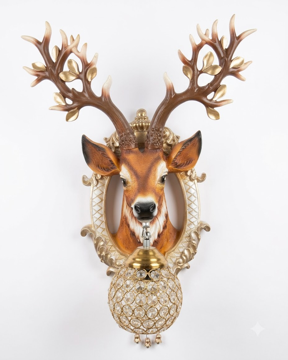 Golden Antler Deer Wall Light