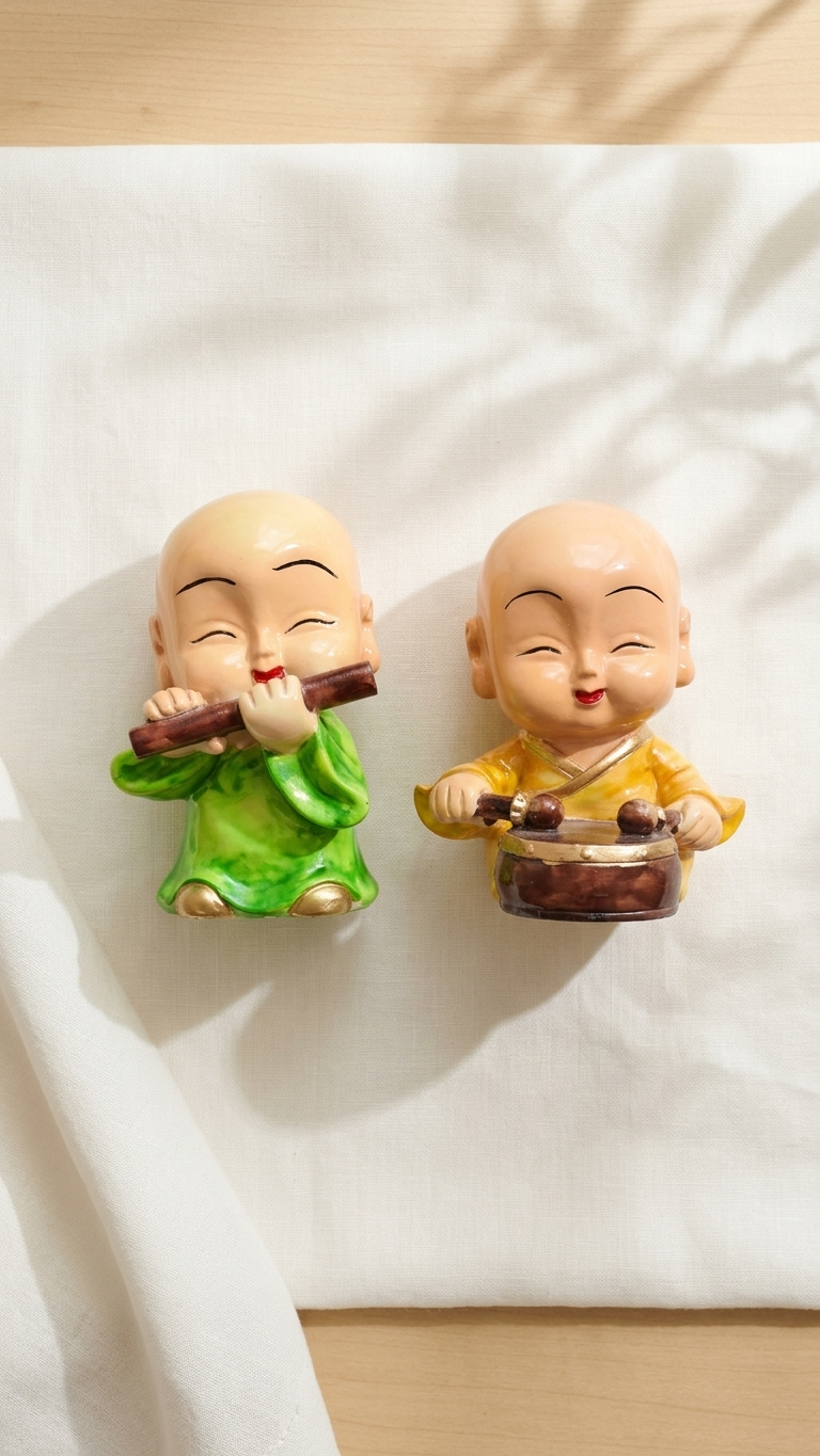 Handcrafted Monk Musician Showpiece Set – Premium Resin Decorative Figurines for Home & Office Decor