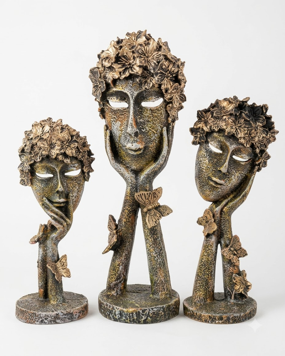 Floral Face Showpiece Set of 3