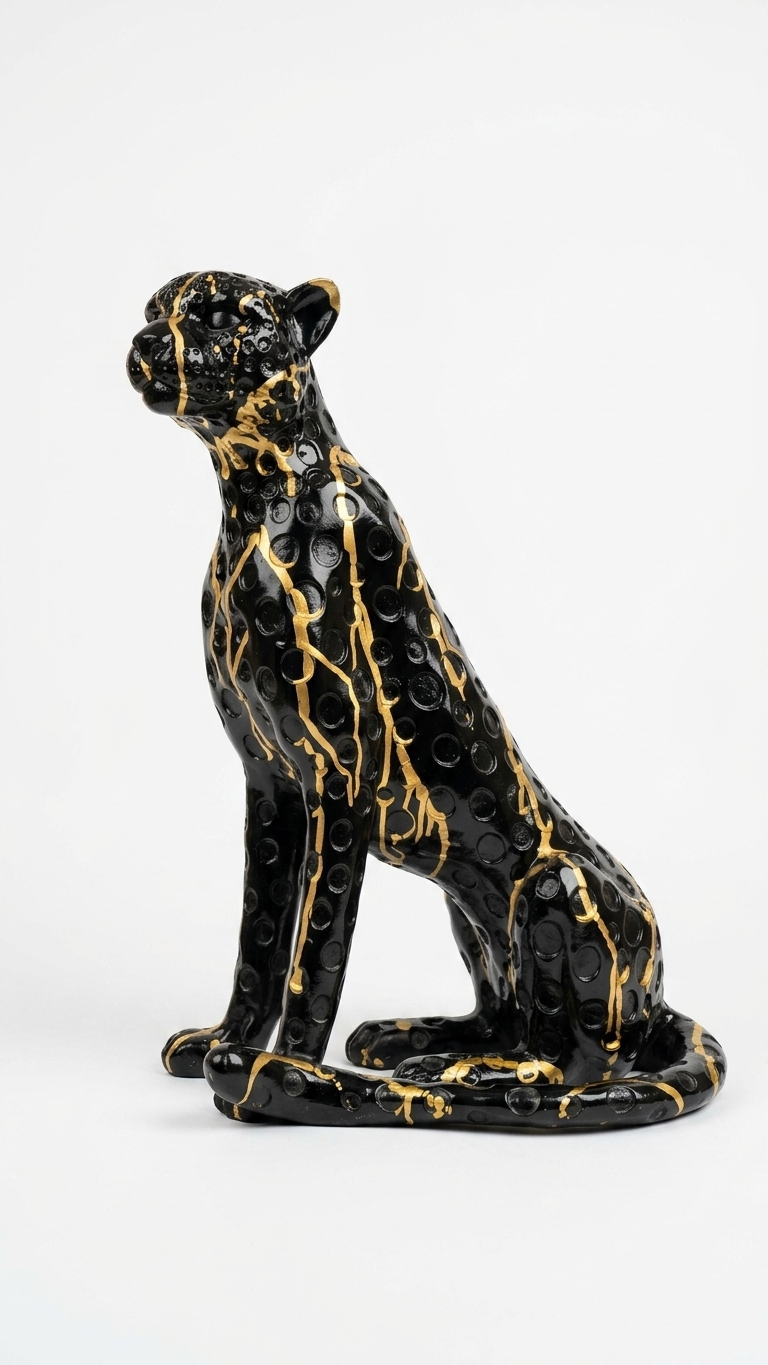Royal Black Panther Showpiece – Luxury Animal Figurine for Living Room & Modern Home Decor