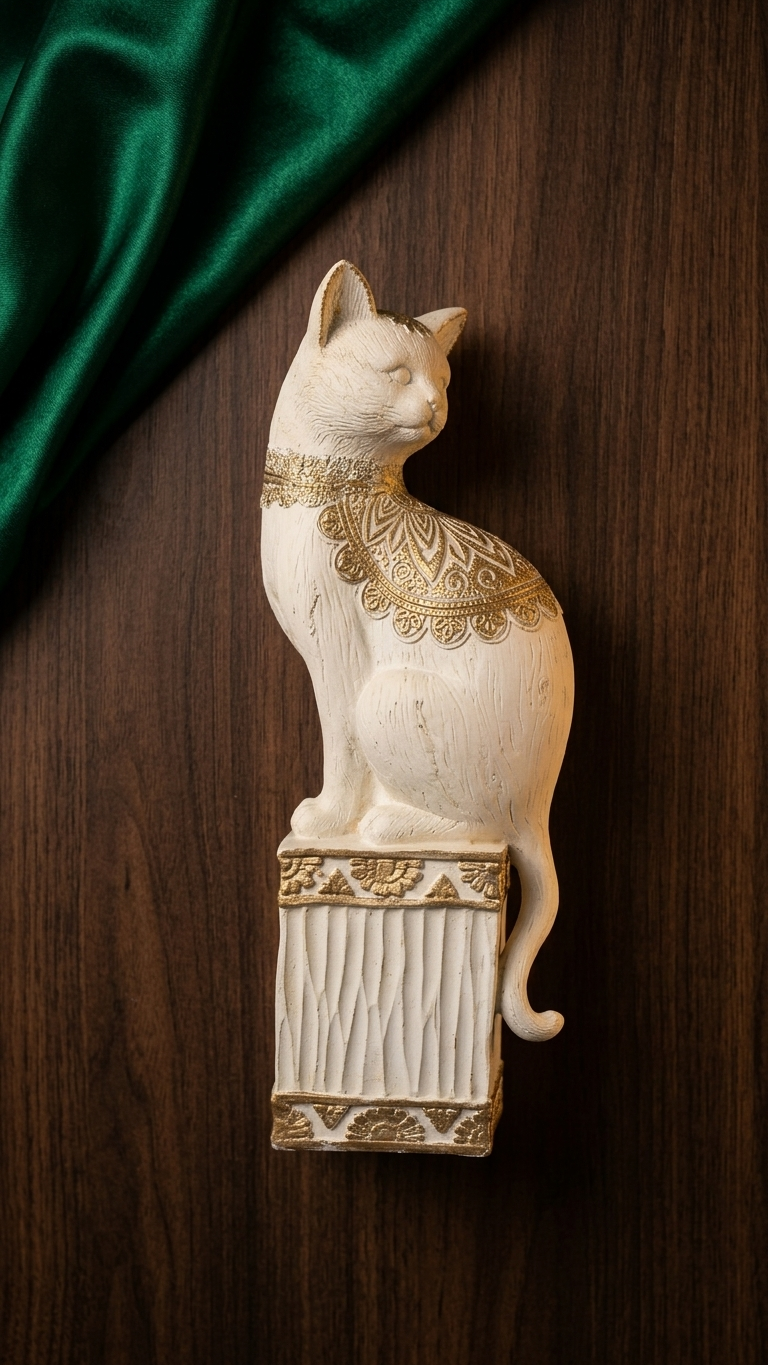 Handcrafted White Cat Showpiece