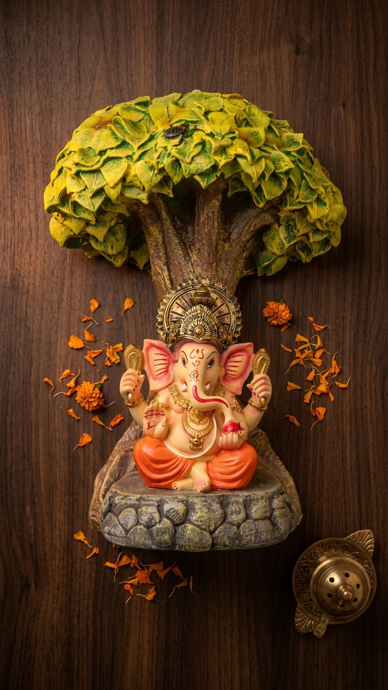 Handcrafted Tree Ganesha Idol for Home Decor