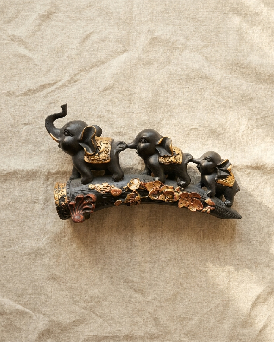 Vastu Elephant Family Showpiece for Prosperity & Success | Premium Home Decor Statue
