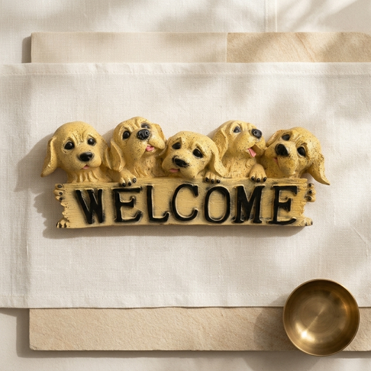Handcrafted Five Puppy Welcome Showpiece