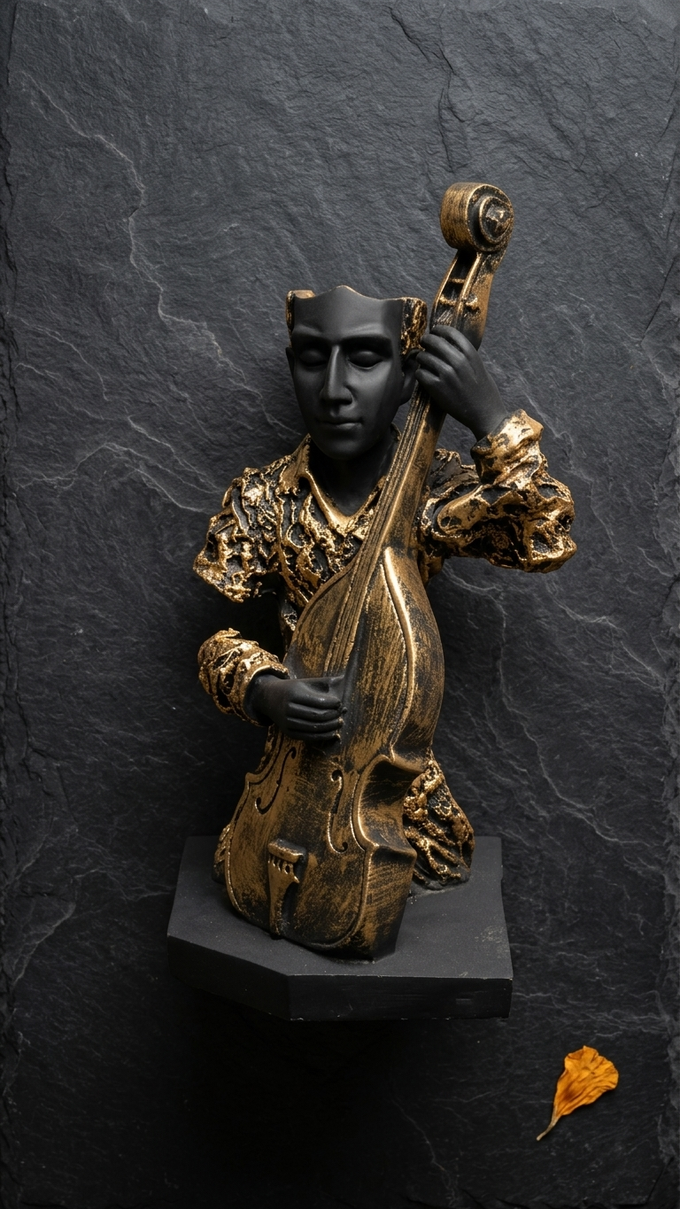 handcrafted violin player showpiece