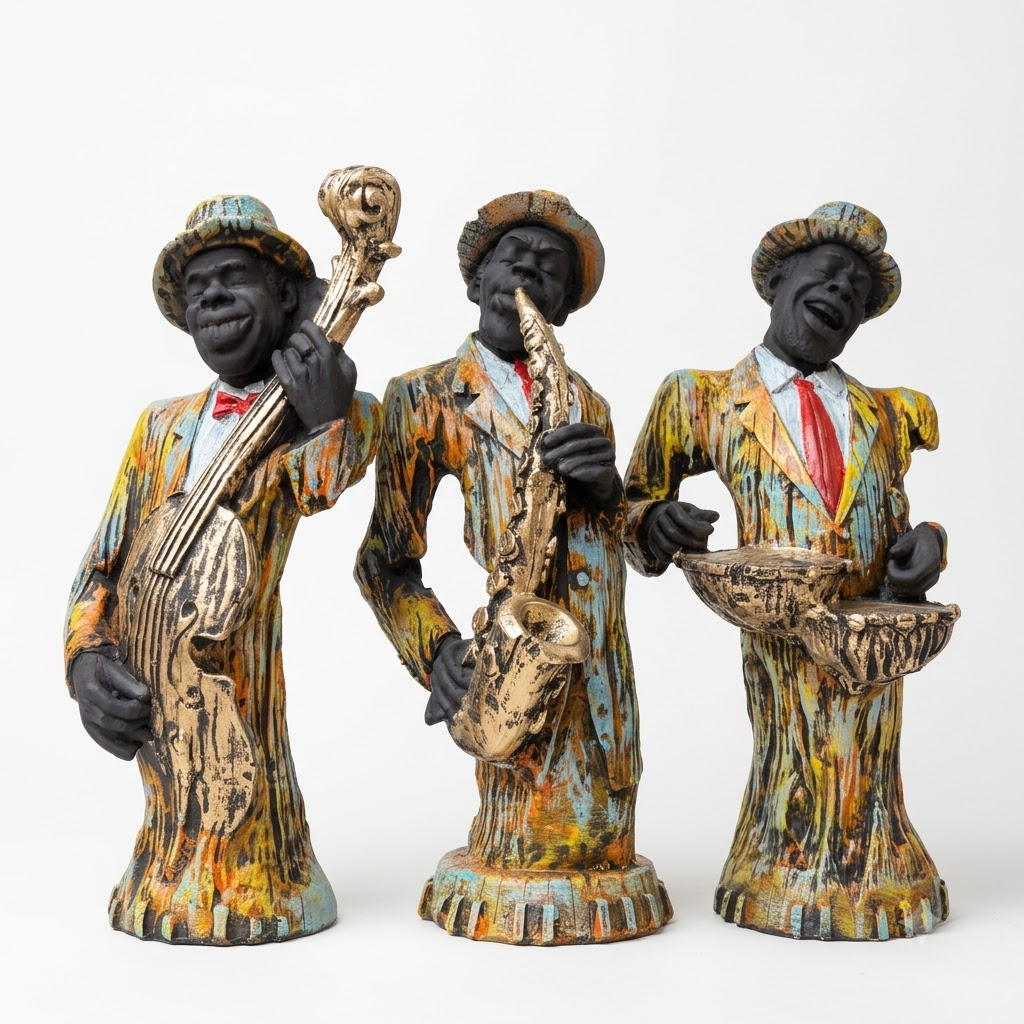 African Musician Showpiece Set of 3