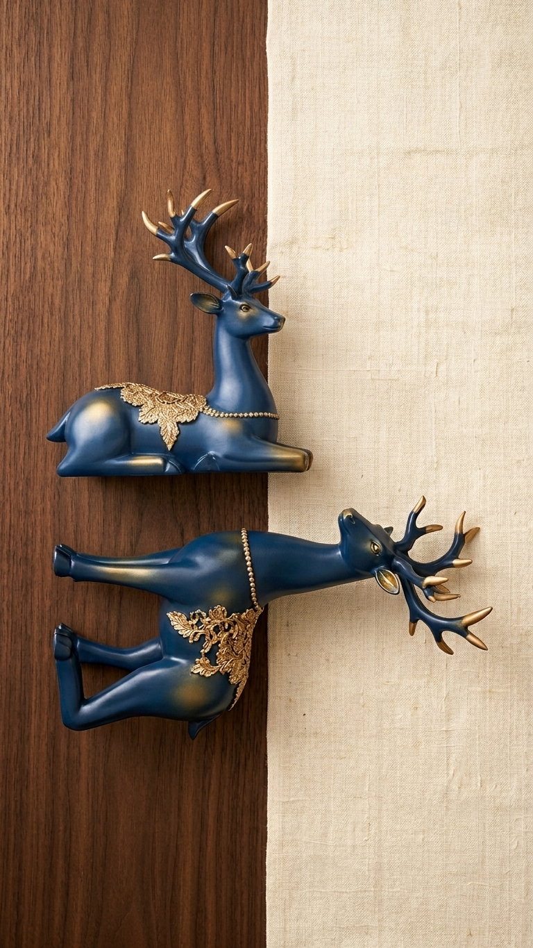 Blue gold deer figurine home decor India – Luxury Decorative Showpiece for Home, Living Room & Gifting India