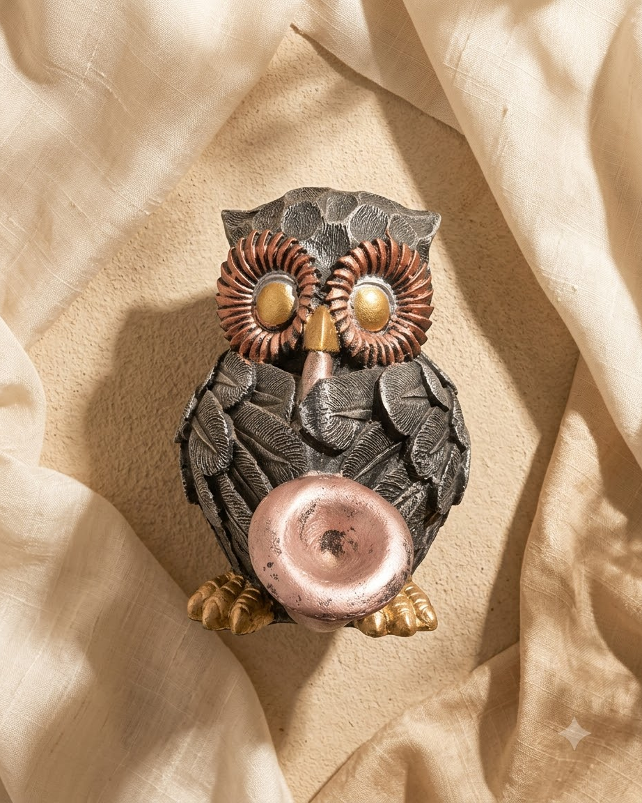 Black Gold Musical Owl Showpiece for Home Decor
