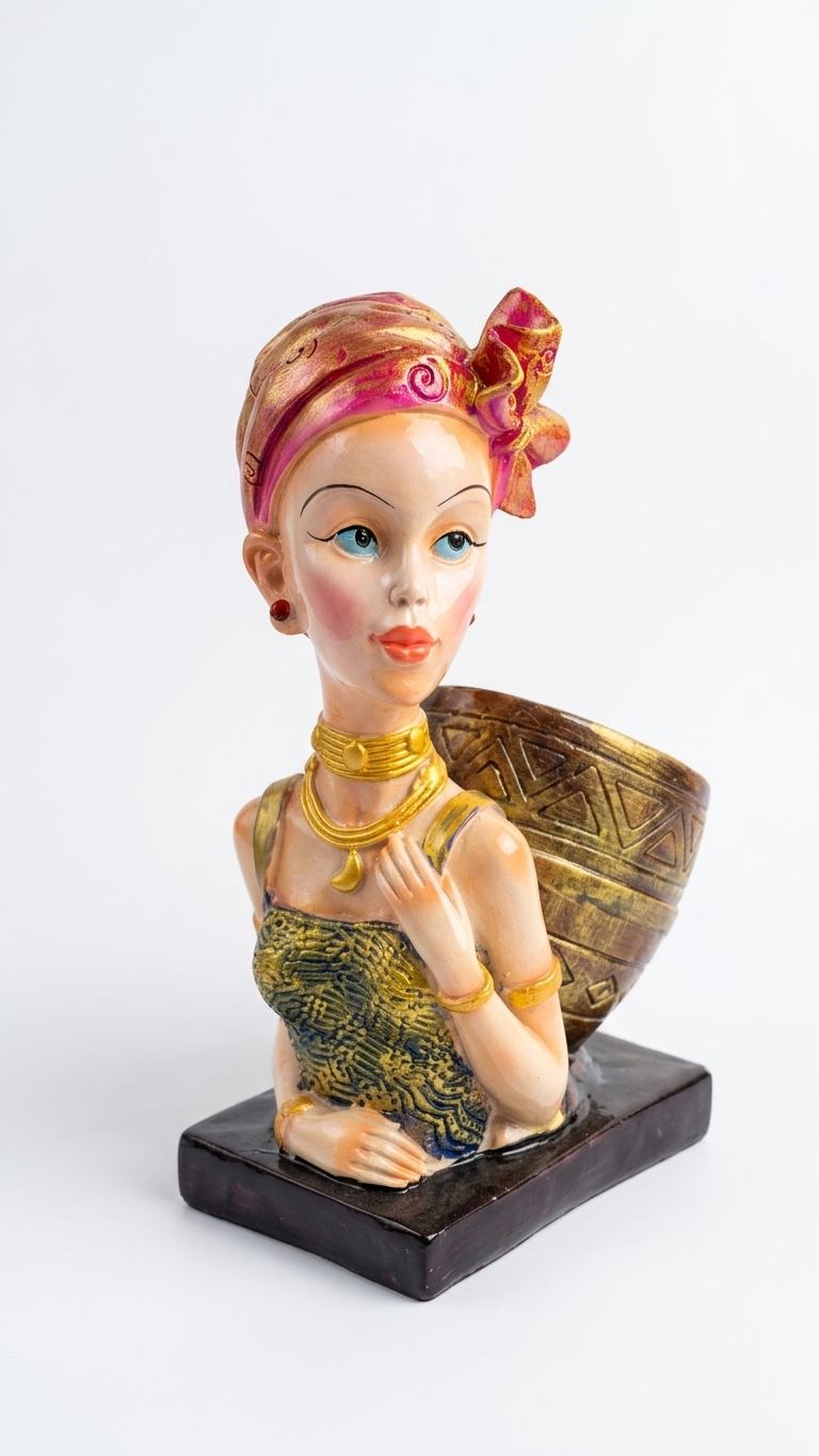 handcrafted lady planter showpiece