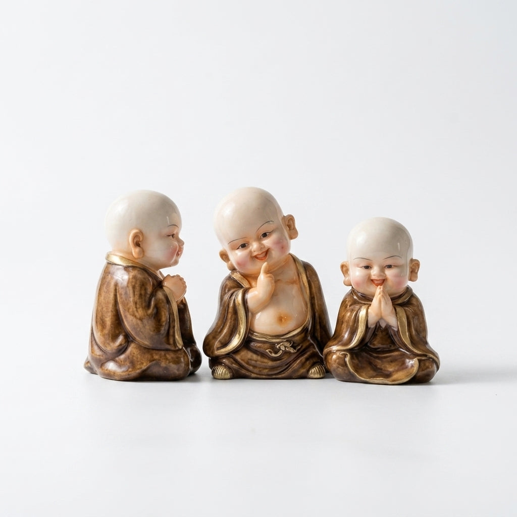 Smiling monk figurines for home decor India – Handcrafted Buddha Statues