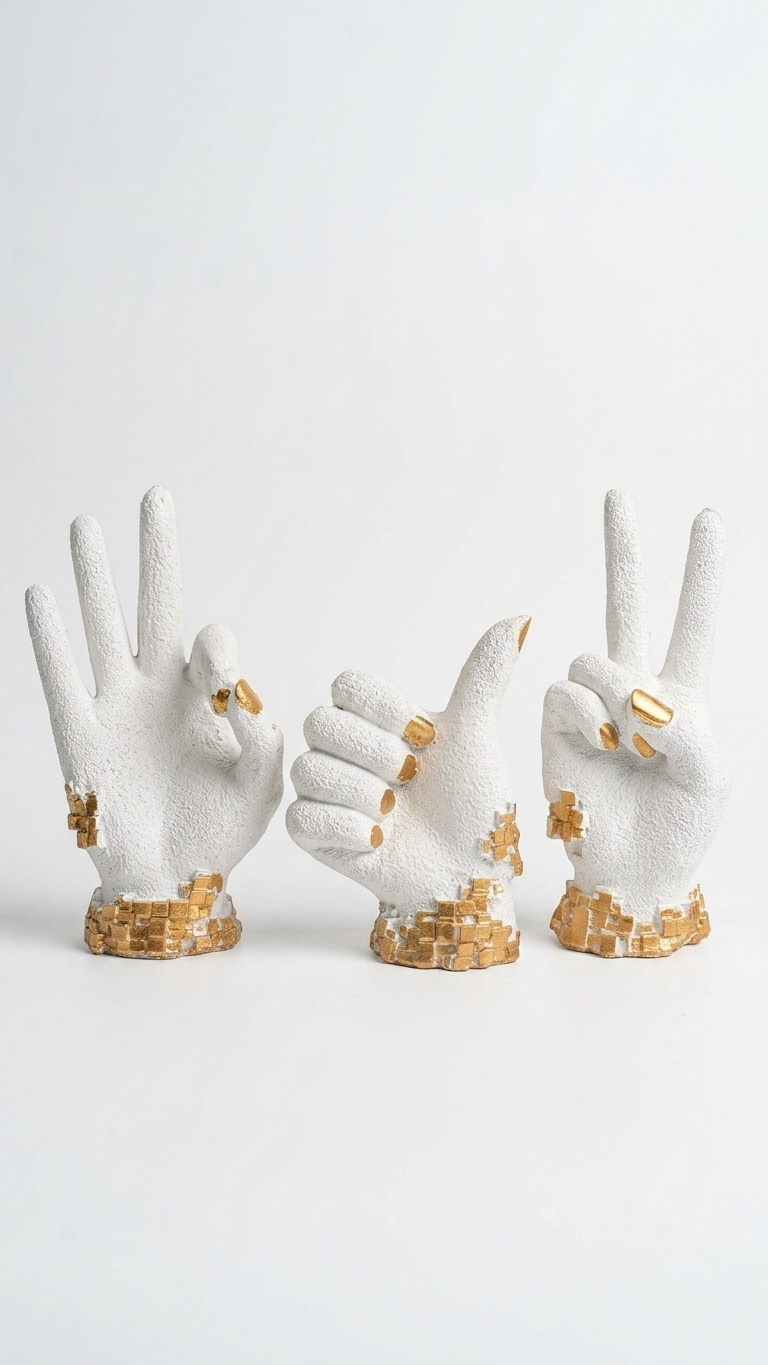 Handcrafted Abstract Hand Gesture Showpiece Set – Premium Modern Resin Sculpture for Home Decor