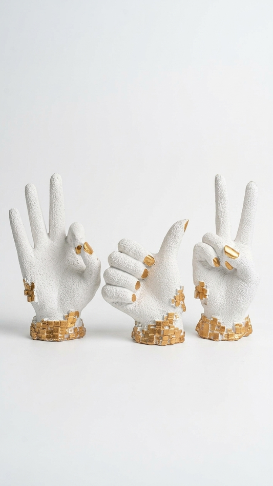 Handcrafted Abstract Hand Gesture Showpiece Set – Premium Modern Resin Sculpture for Home Decor