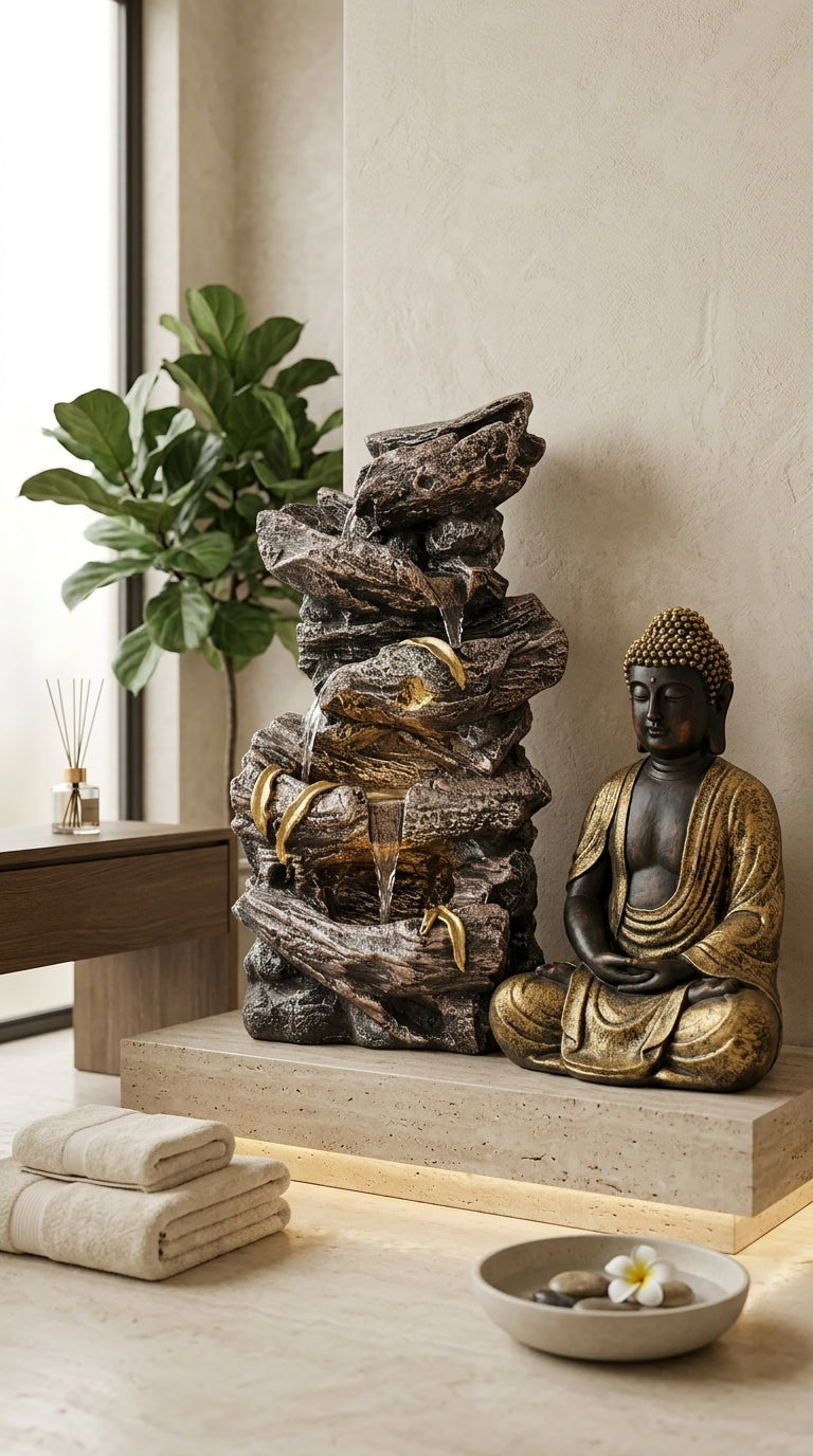 Handcrafted Rock Cascade Indoor Water Fountain