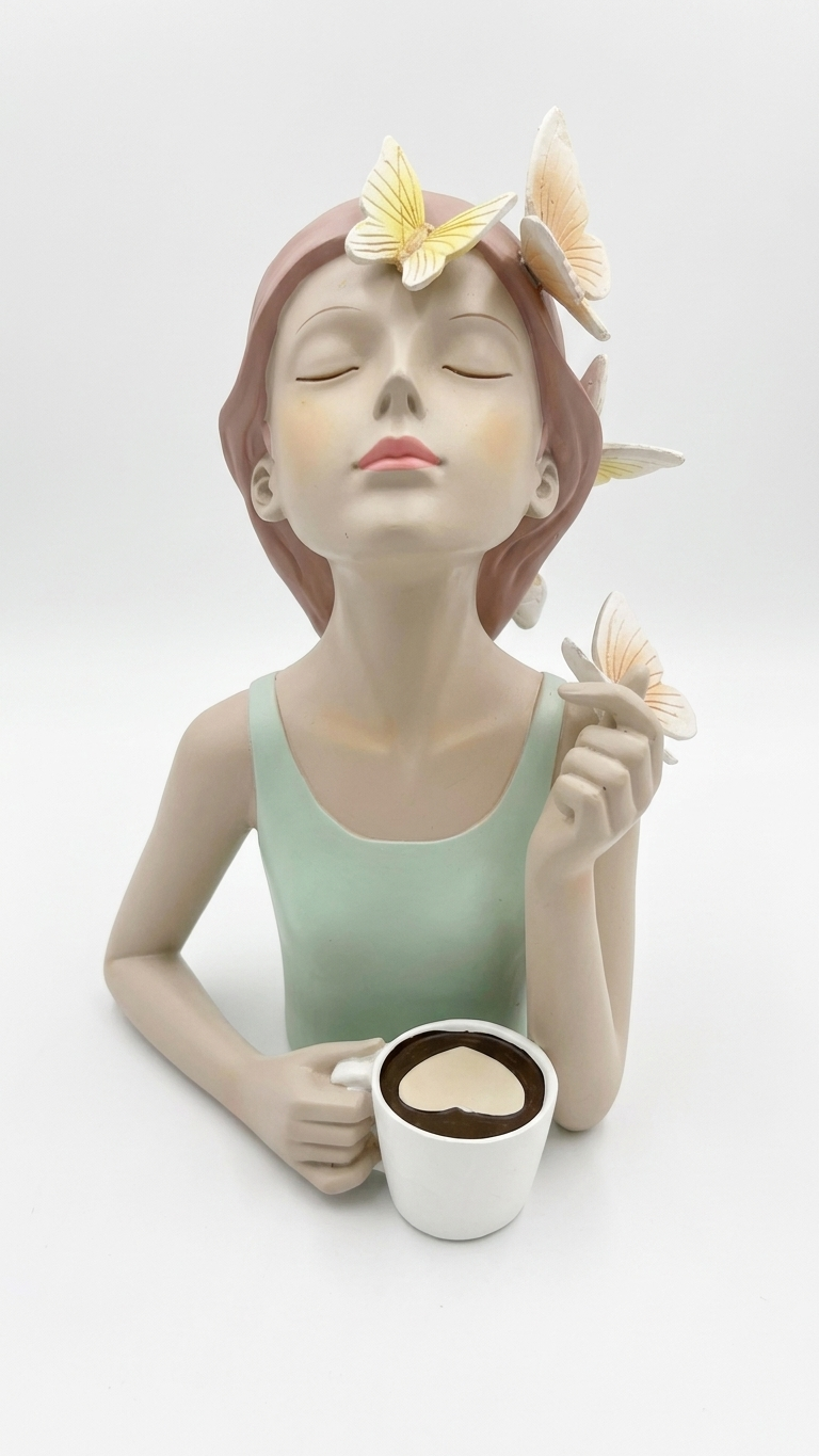 handcrafted girl coffee showpiece