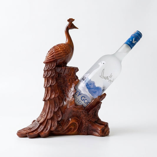 Peacock Holder with Wood Finish – Elegant Resin Decorative Organizer
